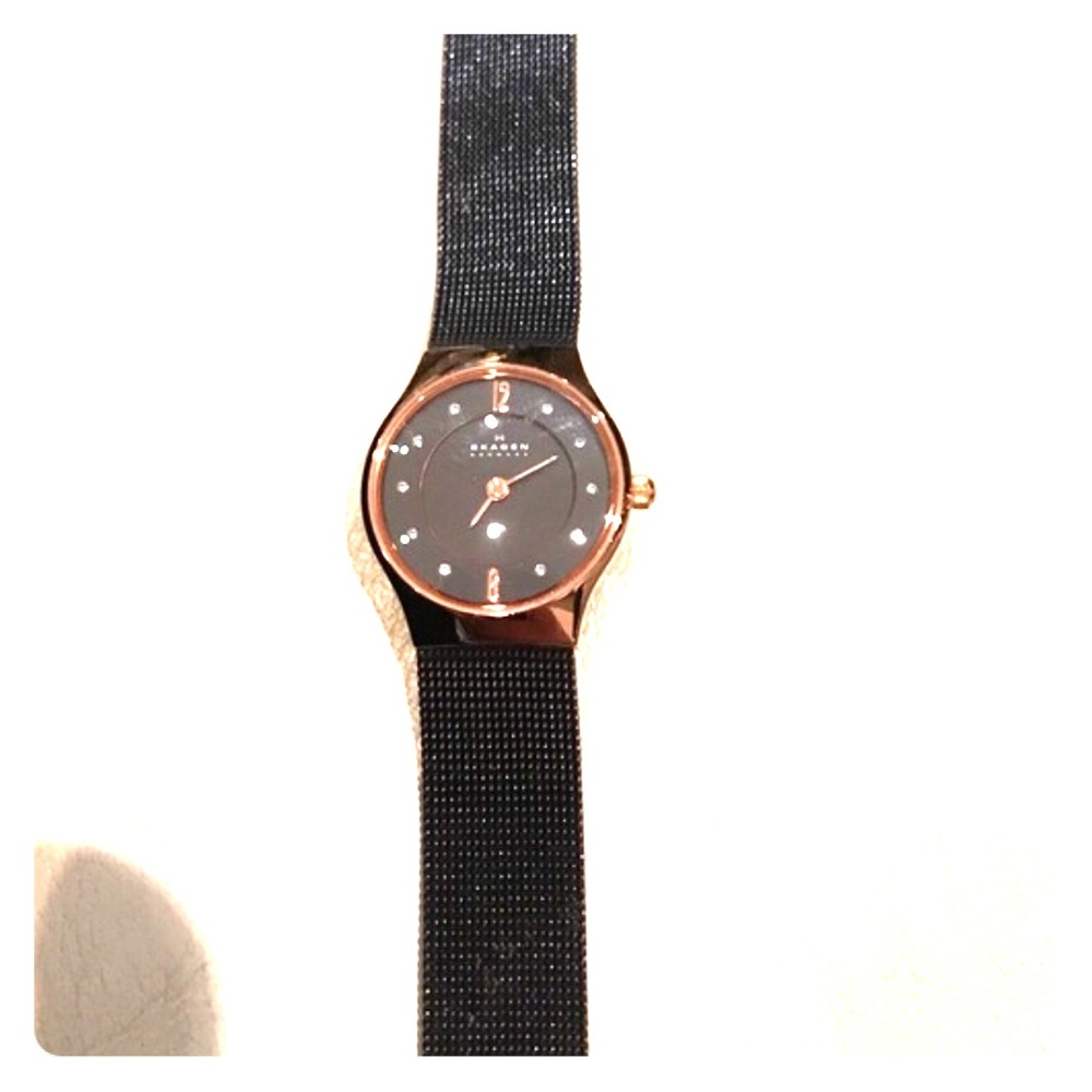 Skagen watch black and rose gold